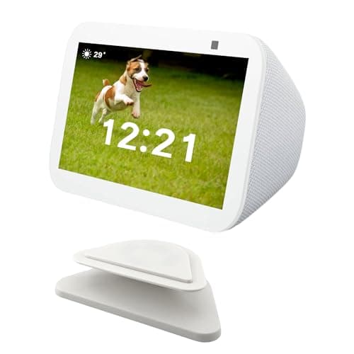 Sintron Adjustable Magnetic Stand Mount for Echo Show 5 (3rd Gen) & iPhone Models, Smart Display Stand Holder for Show 5 3rd Gen with 360 Degree Rotation, Swivel Tilt Function, Anti-Slip Base (White)
