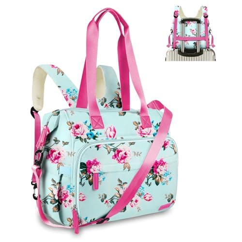 Pripher Diaper Bag Backpack, Mommy Travel Diaper Bag Tote with Shoulder Strap, Hospital Bag, Weekender Baby Bag for Mom (Blue-Floral)