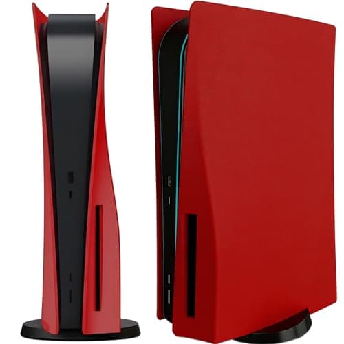 PS5 Console Replacement Shell, Megadream Hard ABS Shockproof Anti-Scratch Dustproof Case Cover Replace Faceplate Compatible with PlayStation 5 Disc Edition - Red