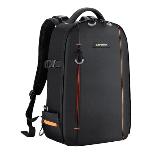 K&F CONCEPT Camera Backpack, Waterproof DSLR/SLR Camera Bag, Black-Red, M