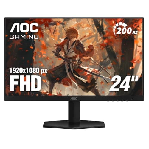 AOC 24G42HE 24” IPS Gaming Monitor, Full HD 1920x1080, 200Hz, 0.3ms MPRT, G-Sync Compatible, HDR Ready, FlickerFree, HDMI 2.0 & DisplayPort 1.4, 3-Year Zero-Bright-Dot