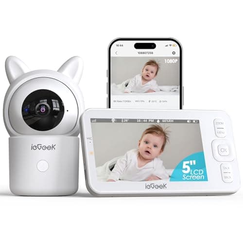 ieGeek Baby Monitor, Baby Camera Monitor With 5" 720P Screen,HD Night Vision,Automatic Motion Tracking & Hazard Alerts,2-Way Talk,Temperature&Humidity Sensor,Wifi Camara Para Bebes With Smartphone App