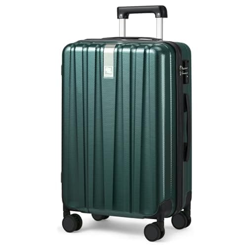 Hanke 29 Inch Luggage Suitcases with Spinner Wheels Lightweight PC hardside Rolling Suitcase with Travel Lock, Checked-Large 29-Inch for Birthday(Blackish Green)