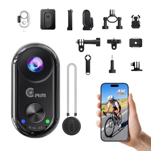 4K Mini Body Camera,Wearable Magnetic Thumb Action Camera,6-Axis Stabilized Portable POV Cam,40M Waterproof Camera,with Motorcycle Helmet/Cycling Mounting Accessories (Supports 256GB TF Card)