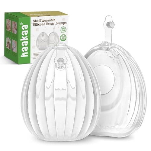 haakaa Shell Breast Pump, Wearable Manual Breast Pump - Hands Free, Passive Silicone Breastmilk Collection for Nursing Mom, Breastfeeding Leak Catcher, 75ml-2 pcs