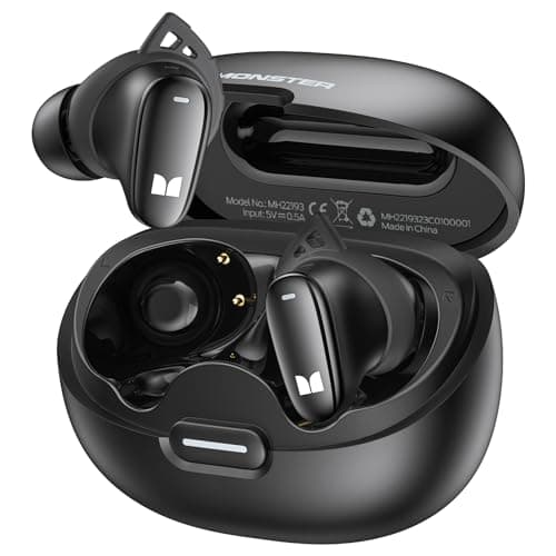 Monster N-Lite 206 Bluetooth Wireless Earphones, in-Ear Headphones, Bluetooth 5.4 Earbuds, Built-in Microphone, Comfortable Fit, Touch Control, Type-C Quick Charging, IPX6 Waterproof, 25H Playback