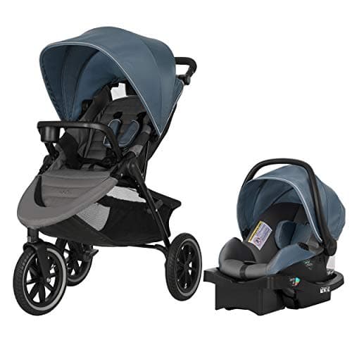Evenflo Folio 3 Stroll and Jog Travel System with LiteMax 35 Infant Car Seat (Skyline Blue)