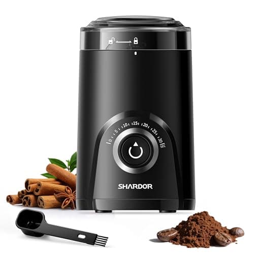 SHARDOR Super Silent Blade Coffee Grinder Electric, Timed Grind Control Rotary Knob, Adjustable Coarse to Fine for Coffee Beans, Spices & Herbs, Black