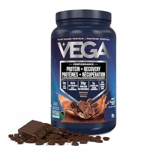 Vega Protein + Recovery, Mocha – 30g Vegan Protein, Dairy & Gluten Free, Probiotics, NSF Certified, 812 g (19 Servings)