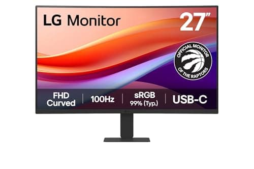 LG FHD Curved Monitor (27U421A) - 27” FHD (1920x1080), 100Hz, sRGB 99%, USB-C, Reader Mode, Flicker Safe, Dynamic Action Sync, Black Stabilizer, Eye Comfort, 3-Side Borderless, Tilt Adjustable
