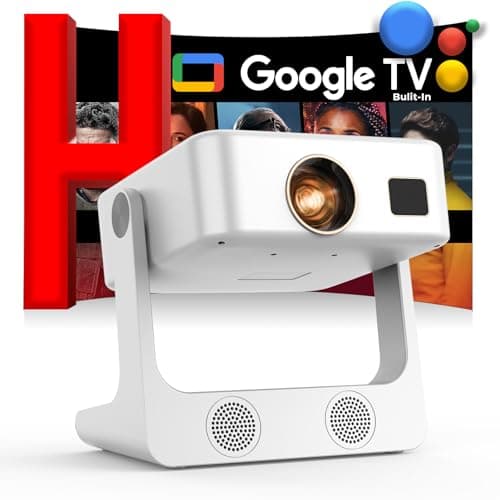 Smart Projector-4K Projecteur Home:【Built-in Google TV|180° Stand|2000 Brightness|Voice Control】 Movie Projector with WiFi6 & Bluetooth5.4 Auto Keystone Sovboi S61Pro Ceiling Compatible with Netflix