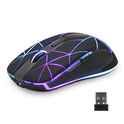 Rii Wireless Mouse RM200, RGB Rechargeable Mouse,Computer Mouse with 3 Adjustable Moving Speeds,USB Cordless Mouse with 6 Buttons,Mouse with USB Nano Receiver for PC,Laptop,Computer,Desktop,MacBook