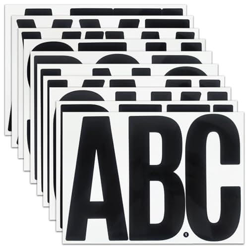 SHUNYINLAI 10 Sheets 7 Inch Bulletin Board Letters Set, Large Self Adhesive Letter Alphabet Sticker for Display, Mailbox, Garden, Warehouse,Vehicles and Signs, Black