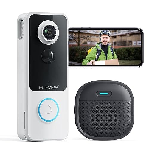 Mubview Doorbell Camera Wireless No Subscription, Smart Video Doorbell Wireless with Chime, 2 Way Talk, 1080p, Night Vision, Human Detection, Local/Cloud, WiFi Door Bell Cameras for Home Security