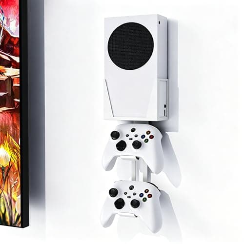 GAMSURFING Wall Mount for Xbox Series S - All Metal Vertical Hanging On Near or Behind TV Left/Right, Wall Mount Kit with Detachable Controller Holder