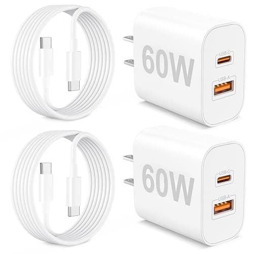 Pixel 10 9 8 7 6 Fast Charger, 2-Pack 60W USB C Charger Block + 6FT Cable