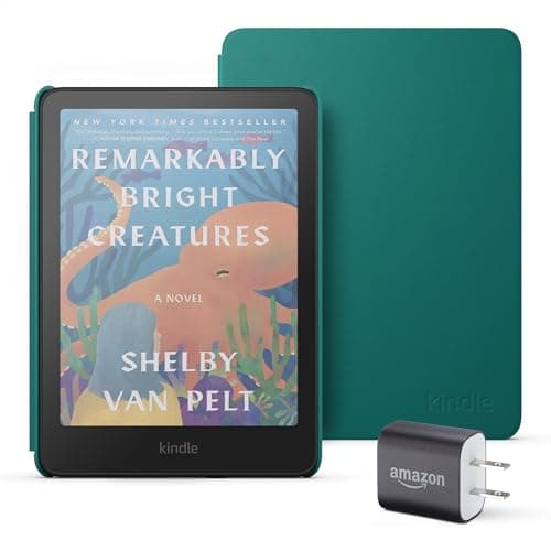 Introducing Amazon Kindle Colorsoft Essentials Bundle including Kindle Colorsoft (16 GB) – With colour display - Black, Plant-Based Leather Cover-Jade and Power Adapter