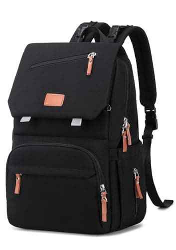 LORADI Large Diaper Bag Backpack with Stroller Clips, 2 Insulated Pockets, Multiple Compartments