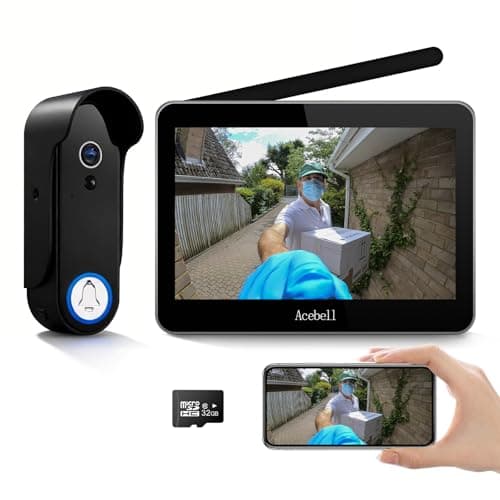 ACEBELL Wireless 1080P Video Doorbell Camera with Monitor, WiFi Video Intercom System with 7''Touchscreen, Motion Detection, No Subscription, Night Vision, Long Battery Life, APP Control