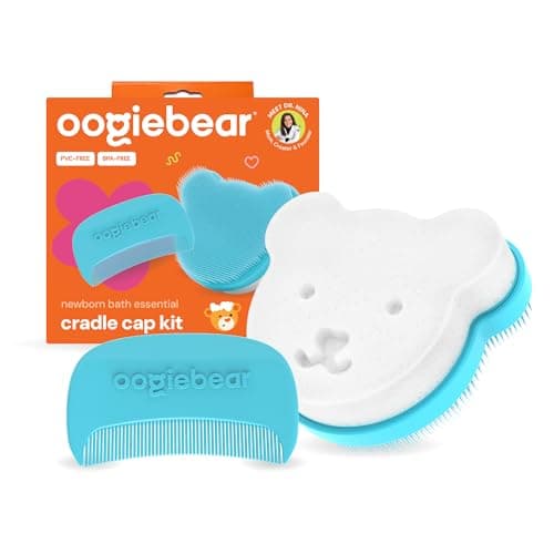 oogiebear Cradle Cap Brush Kit for Babies – Gentle and Safe Scalp Massage Care with Sponge, Brush, and Comb for Newborns and Babies