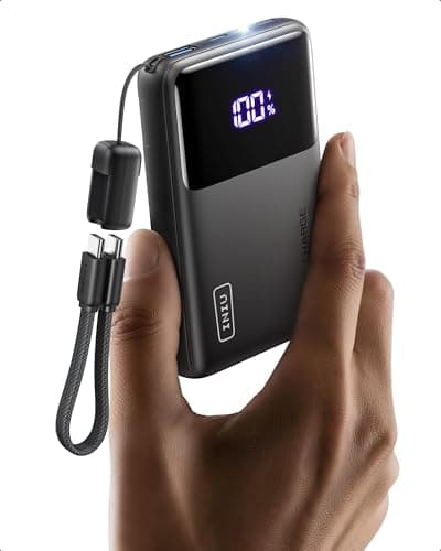 INIU Power Bank, Ultra Slim 10000mAh Portable Charger, 45W Fast Charging Chargeur Portatif with Detachable USB-C Cable & Stand, Flight-Safe Travel Battery Pack for iPhone 17 16, Samsung S26, iPad etc