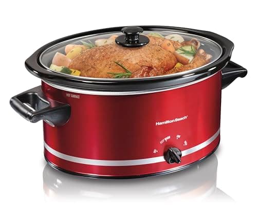 Hamilton-Beach 33184 Quart Slow Cooker, Metallic Red