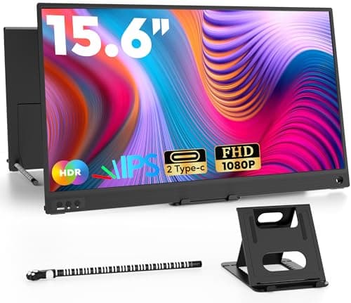 ZSCMALLS Portable Monitor, 15.6" 1080P FHD Laptop Monitor USB-C HDMI Computer Display IPS Second Screen, Laptop Extended Monitor for PC Phone Mac Xbox PS4/5 Switch