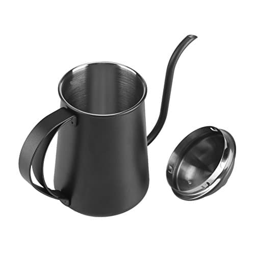 AKLOSIPY Gooseneck Kettle with Controllable Spout,for Coffee and Tea - Elegant Design,- and Easy to le,Home Kettle,Drip Pot,Precise Pouring,650ml,Elegant Design, (Black)