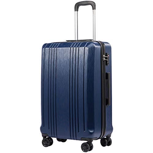 Coolife Luggage Expandable(only 28") Suitcase PC+ABS with TSA Lock Spinner 20in 24in 28in (Navy, S(20in_Carry on))