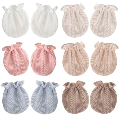 BQUBO Newborn Infant Toddler Mittens No Scratch Elastic Wrist Gloves Hypoallergenic for 0-6 Months Baby Boys Girls