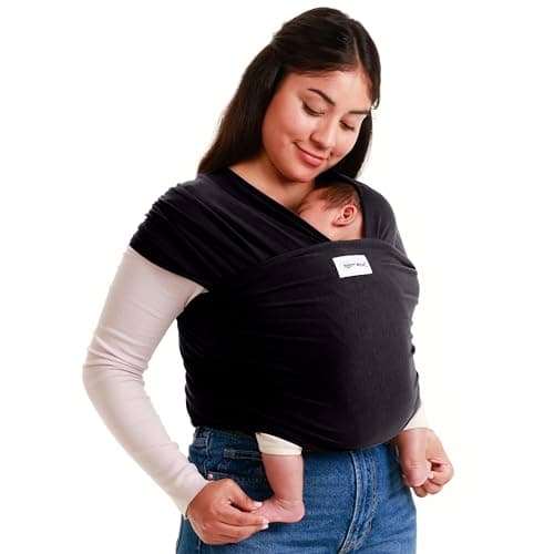 Sleepy Wrap Baby Wrap Carrier Sling for Newborns - Porte Bebe Infant Carrier for Newborn to Toddler up to 35 lbs - Hands Free Stretchy Ergo Sling (Black)