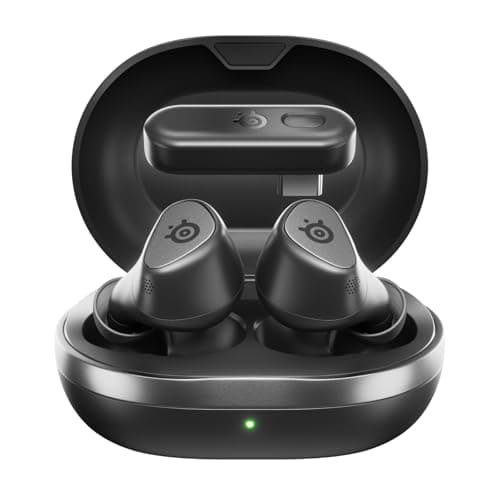 Arctis GameBuds for PlayStation/PC/Switch/Mobile — Quick-Switch 2.4GHz + Bluetooth 5.3 — Active Noise Cancelling — Mobile App Sound Presets — Water Resistant IP55 — 40H Battery with Qi Charging Case