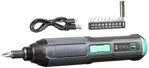 Amazon Basics by SKIL 4V Cordless Stick Screwdriver with 10-Piece Bit Set and USB Cable
