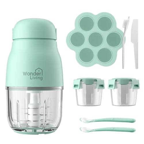 Wonder Living Baby Food Maker Small Food Processor Puree Blender Grinder Chopper Glass Bowl with 8 Blade Electric
