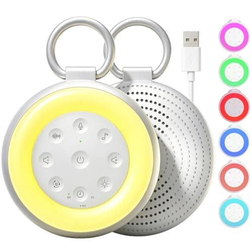Portable White Noise Sound Machine for Adults Baby Mini Noise Sound Machine for Sleep with 24 Soothing Sounds 7 Colors,Suitable for Home Office Travel,Rechargeable