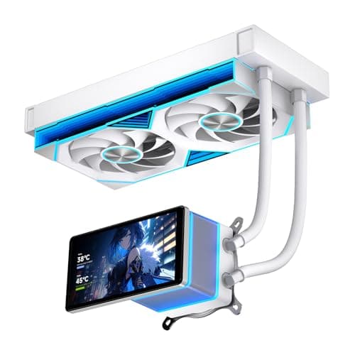 Jungle Leopard ProFlow 240mm ARGB Black AIO CPU Cooler-Water Liquid Cooling System|5.5-Inch LCD Screen| RGB Infinity Fans|2000RPM PWM Cooler Fans|for Intel LGA1851/1700/1200/115X AMD AM4/AM5(White)