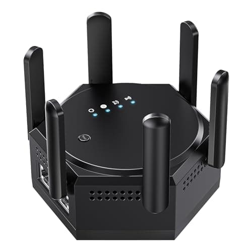 1200Mbps Dual Band (5GHz/2.4GHz) WiFi Extender Signal Booster,WiFi Repeater Covers Up to 12880Sq.ft and 60 Devices,Internet Booster with Ethernet Port for Home Wireless (Black)