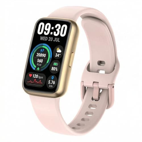 Fitness Tracker Health Watch, 1.47" Step Counter with 24/7 Heart Rate Blood Oxygen Sleep Monitor, 3ATM Waterproof Smart Watch for Women Men, Pedometer Pink