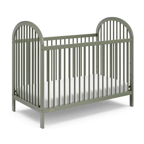Graco Olivia 3-in-1 Convertible Crib (Olive) – GREENGUARD Gold Certified, Converts to Daybed and Toddler Bed, Fits Standard Full-Size Crib Mattress, Adjustable Mattress Height, Easy-to-Match Style