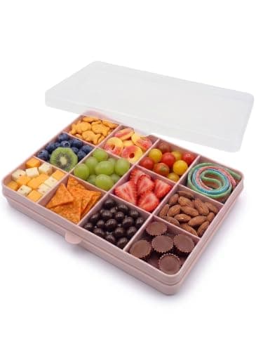 melii Snackle Box | Divided Snack Container for Kids, 12 Compartments with Removable Dividers, BPA-Free Food Storage for Snacks, Crafts & Travel, Ages 3+ (Pink)