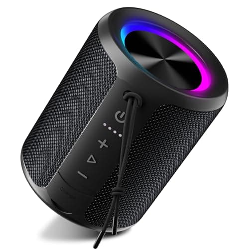 DUDGSIS Portable Bluetooth Speaker Wireless, IPX7 Waterproof Dustproof Mini Speakers, 20W Loud Bass Stereo, 15H Playtime, BT5.3 & TWS, RGB Light, for Outdoor/Shower/Home/Party, Stocking Stuffers