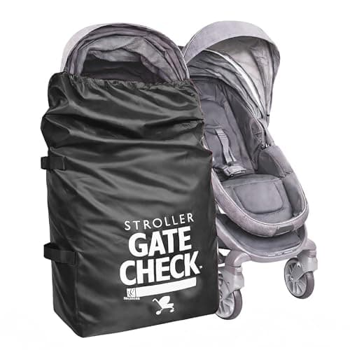 J.L. Childress Gate Check Bag for Single & Double Strollers - Stroller Bag for Airplane - Large Stroller Travel Bag for Airplane - Air Travel Stroller Bag - Black