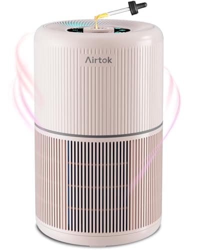 AIRTOK Air Purifiers for Bedroom Home, H13 True HEPA Air Filter for Smoke, Dust, Odors, Pollen, Pet Dander 99.97% Removal, Air Purifiers Large Room with Fragrance Sponge, Pink