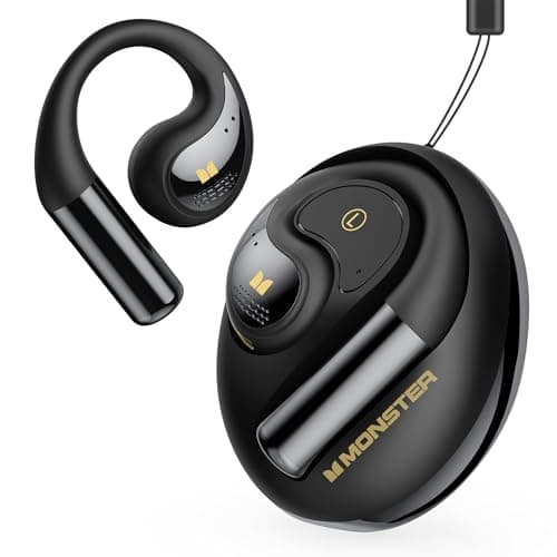 Monster Open Ear AC335 Headphones, 24H PlaybackWireless Headphones with Stereo Sound, Bluetooth 5.4, Crystal Clear Calls, Stylish Rotating Case with Lanyard, Open Ear Wireless Earbuds