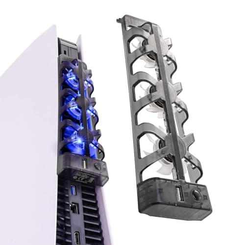 NANANINO PS5 Cooling Fan & Cooling Station – Quiet 3-Fan System (5500 RPM), Plug & Play with USB Charging Port, Blue LED Indicator – for Original PS5 Disc & Digital Edition Only
