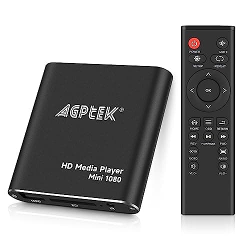 AGPtek HDMI Media Player, Black Mini 1080p Full-HD Ultra HDMI Digital Media Player for -MKV/RM- HDD USB Drives and SD Cards