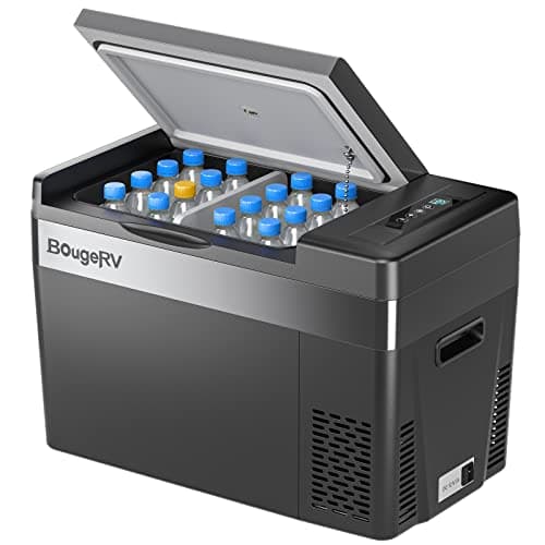 BougeRV 12 Volt Refrigerator 12V Car Fridge 30 Quart(28L) Freezer Compressor Cooler, 12/24V DC for Truck Van RV SUV Travel Road Trips Tailgating -8℉~50℉(Black)