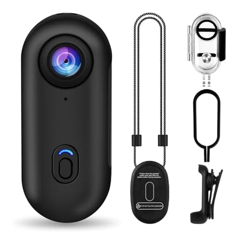 i3 4K Thumb Action Camera,Tiny Size,Mount Anywhere,Small Body Camera with Spring Clip,Portable Vlogging Camera,Hands-Free POV Recording,Helmet Camera for Cycling,Motorcycle (with 64G-Card, Black)