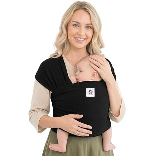 ELDOMA Black Baby Wrap Carrier - Lightweight, Breathable Baby Sling, Hands Free Baby Carrier Sling, Baby Carriers from Newborn to Toddler, (7-35 lbs / 3-15kg)
