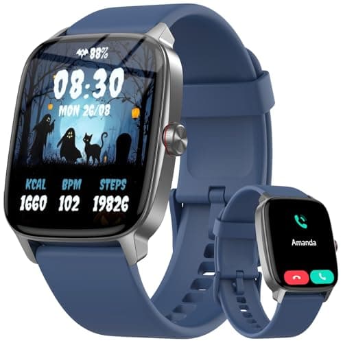Smart Watches for Men Women with Bluetooth Calling, Heart Rate Sleep Monitor, 1.85 Inch Screen, DIY Dial, 100+ Sports Modes, AI Built-in Fitness Tracker, IP68 Waterproof, Smartwatch for Android iPhone